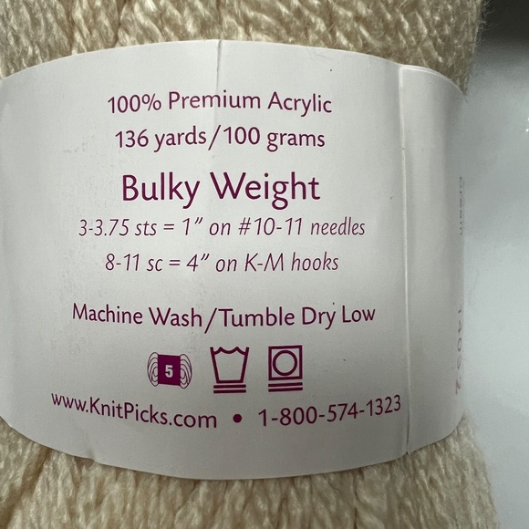 3 Knit Picks Brava Yarn Bulky Cream Grey Dark Blue Acrylic 100 g ea 136 yds New - Picture 3 of 6